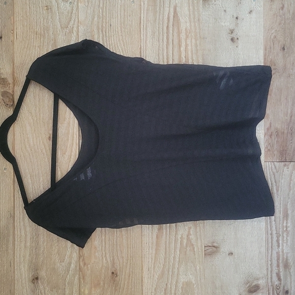 BCBGeneration Black Shadow Stripe Tee Size Small - Picture 5 of 5